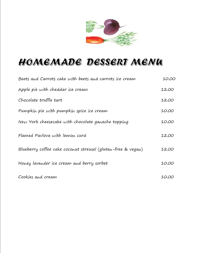 BEETS AND CARROTS RESTAURANT Farm to Table Food, Organic